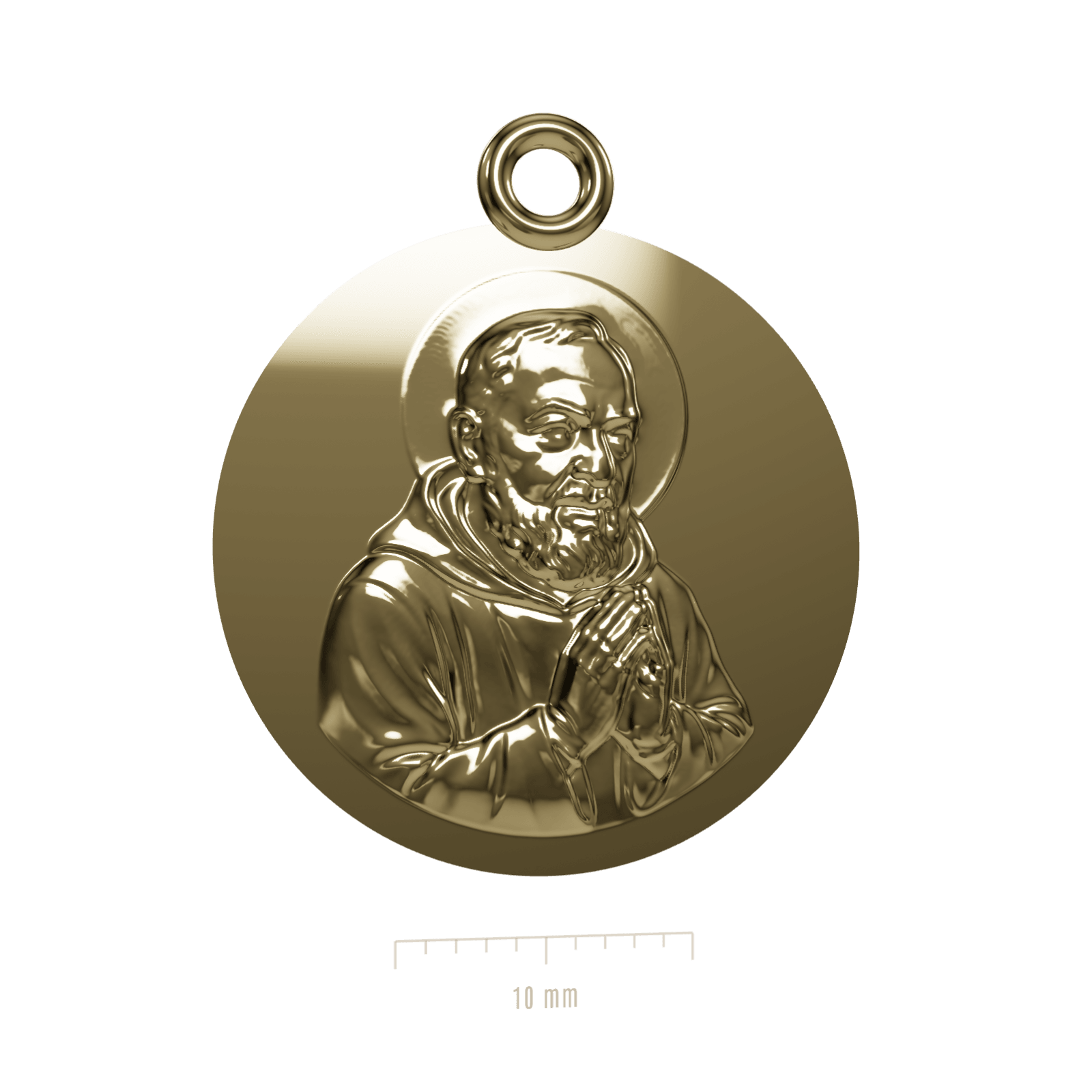 Padre Pio Medal, 3D preview